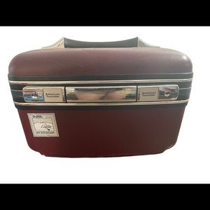 Red/Burgundy Train Case Makeup Case